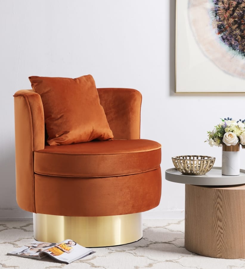 Kendra Cognac Velvet Accent Chair by Meridian Furniture