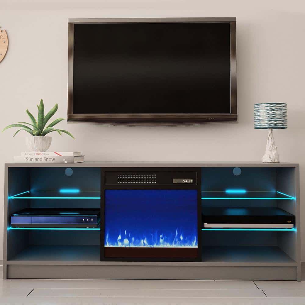 Manhattan Electric Fireplace Modern 58 Inch TV Stand at Futonland