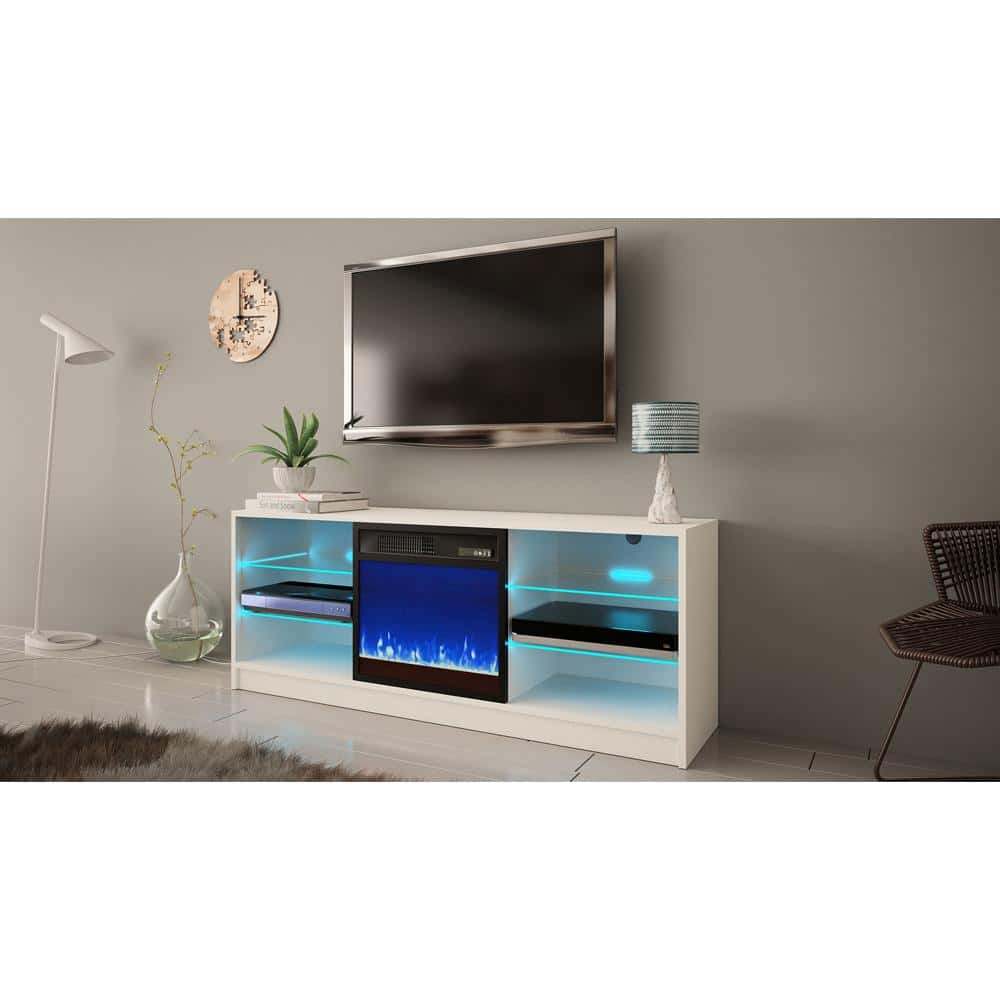 Manhattan Electric Fireplace Modern 58 Inch TV Stand at Futonland