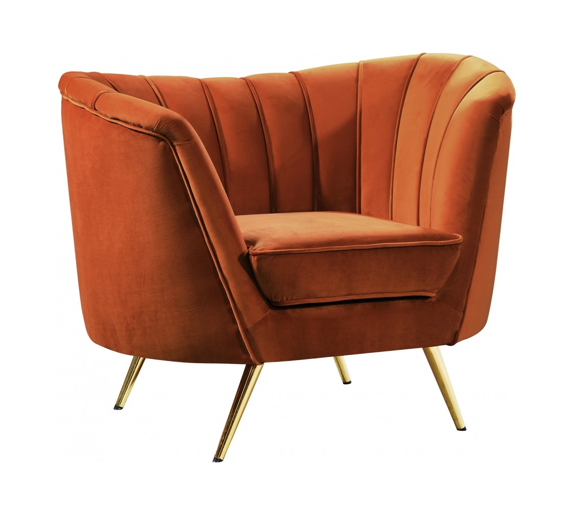 Margo Cognac Velvet Chair by Meridian Furniture