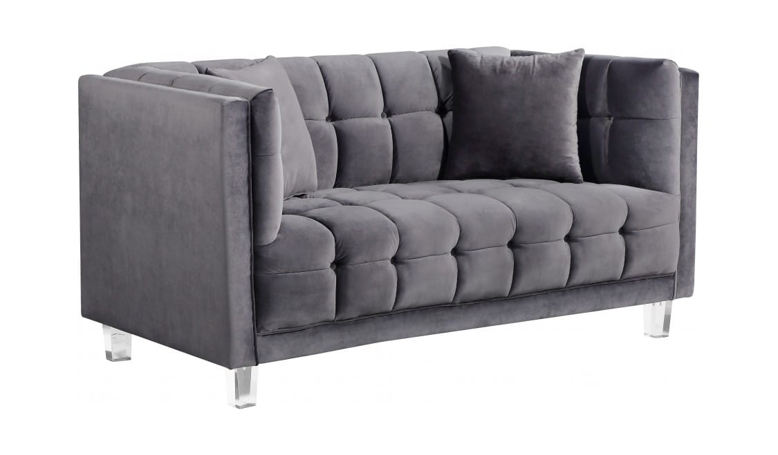 Mariel Grey Velvet Loveseat by Meridian Furniture