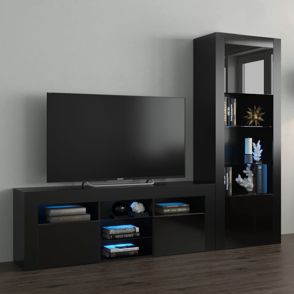 Milano Set 145-BK Modern Black Wall Unit Entertainment Center by Meble ...