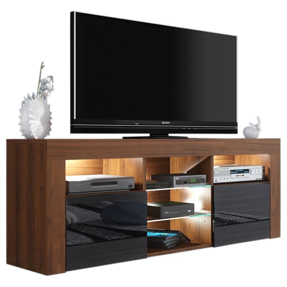 Milano 145 Walnut & Black Modern 58" TV Stand by Meble Furniture