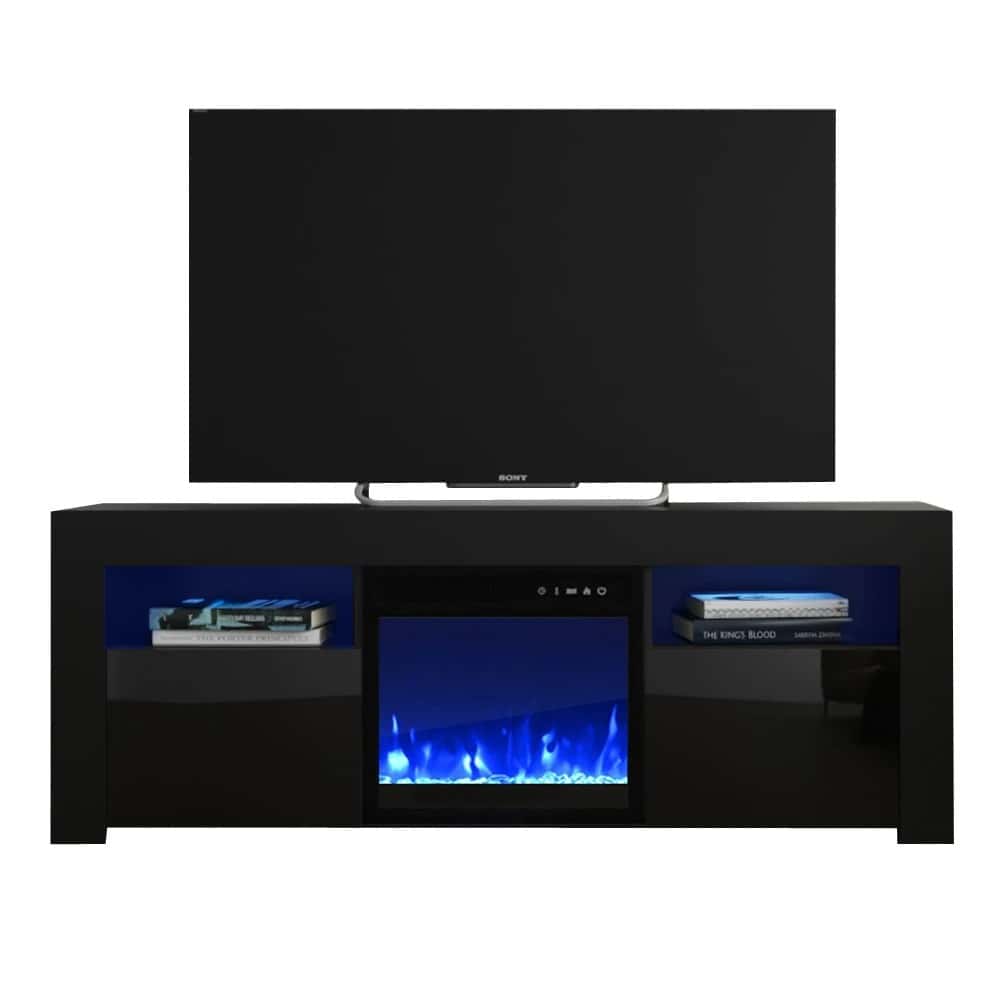 Milano 145EF Electric Fireplace Modern 58 Inch TV Stand at Futonland