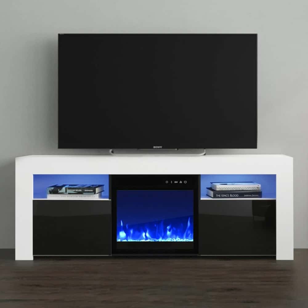 Milano 145EF Electric Fireplace Modern 58 Inch TV Stand at Futonland