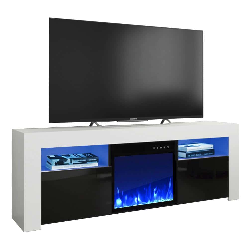 Milano 145EF Electric Fireplace Modern 58 Inch TV Stand at Futonland
