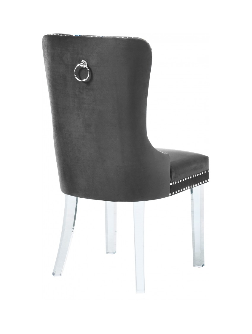 Miley Grey Velvet Dining Chairs W Acrylic Legs Set Of 2 By Meridian Furniture