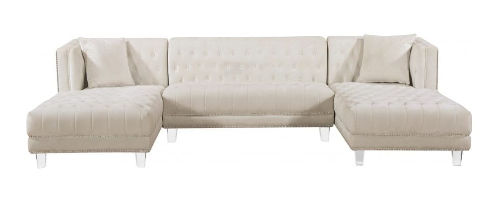 skjold omfavne Faciliteter Moda Cream Velvet Three Piece Sectional Sofa by Meridian Furniture