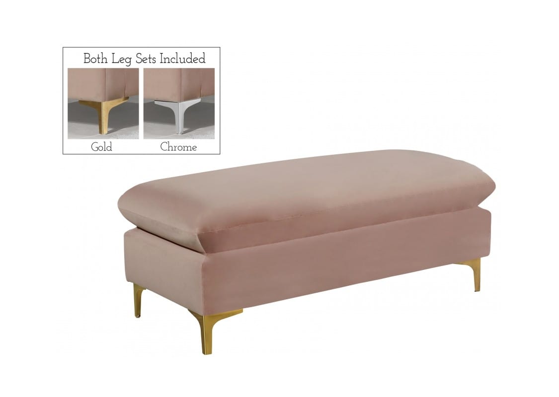 Meridian Furniture Naomi Velvet Ottoman | Bench Meridian Furniture Naomi Velvet Ottoman | Bench