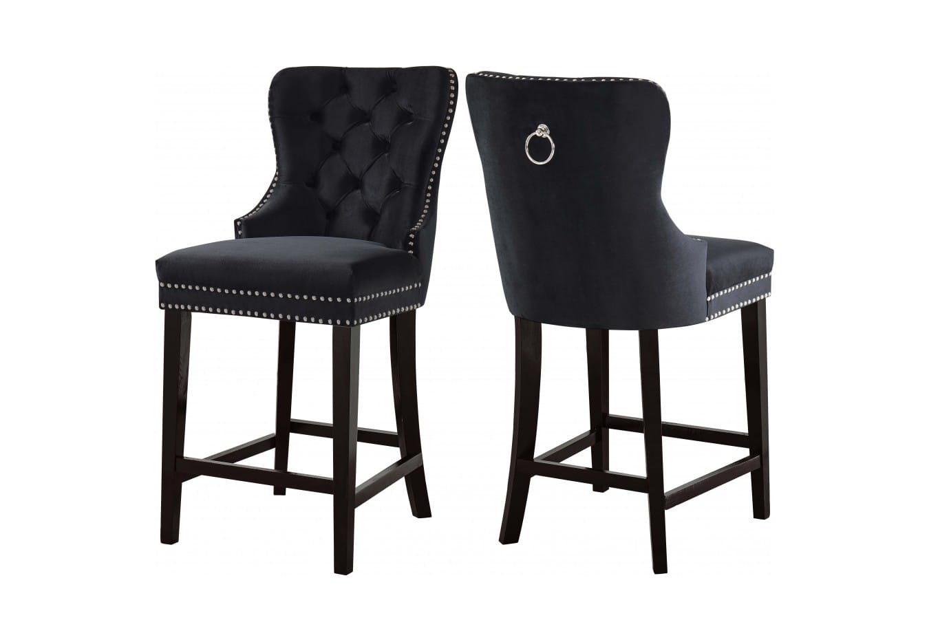 Nikki Black Velvet Counter Stool (Set of 2) by Meridian Furniture