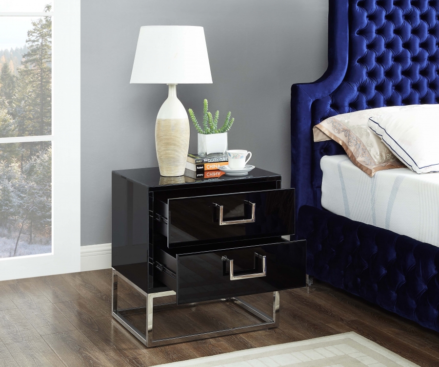 Black and chrome nightstand deals