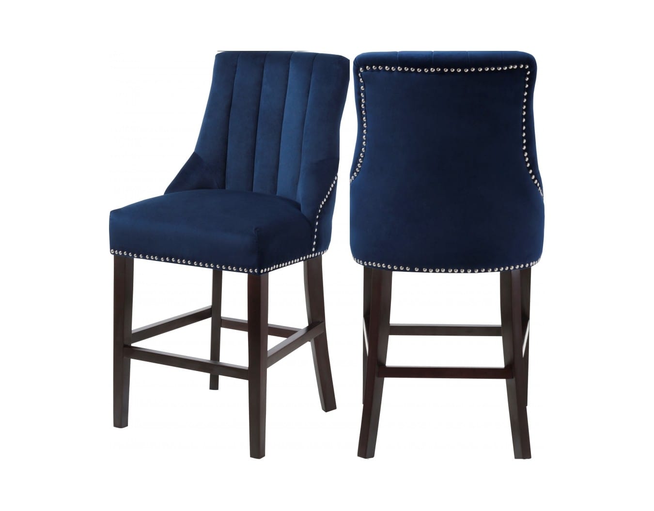 Oxford Navy Blue Velvet Counter Stool (Set of 2) by Meridian Furniture