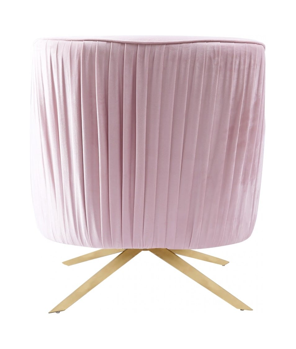 Paloma Pink Velvet Swivel Accent Chair by Meridian Furniture