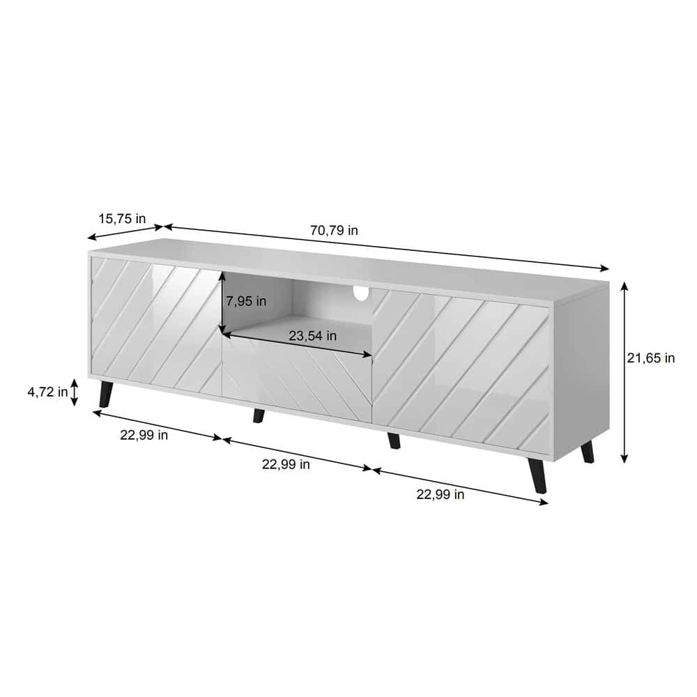 Paris Modern 71 Inch White TV Stand by Meble Furniture