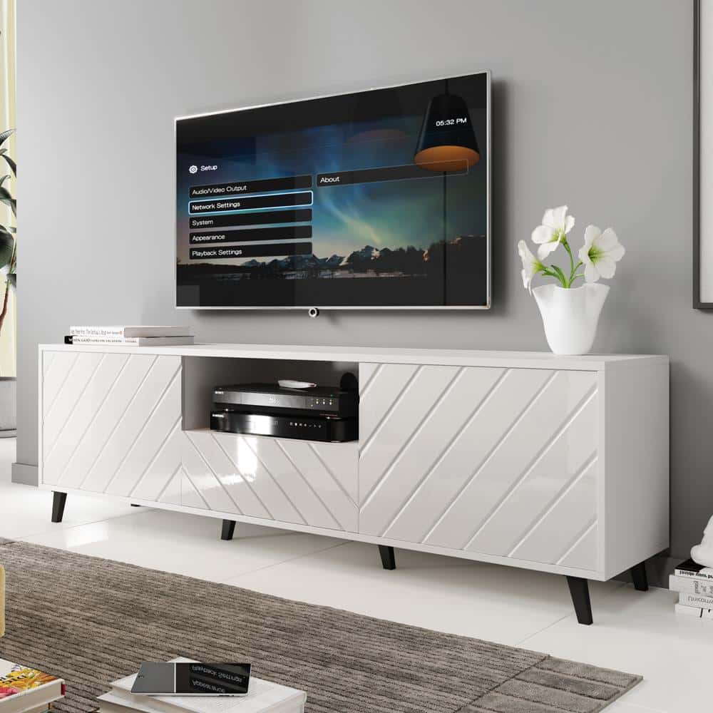 Paris Modern 71 Inch White TV Stand by Meble Furniture