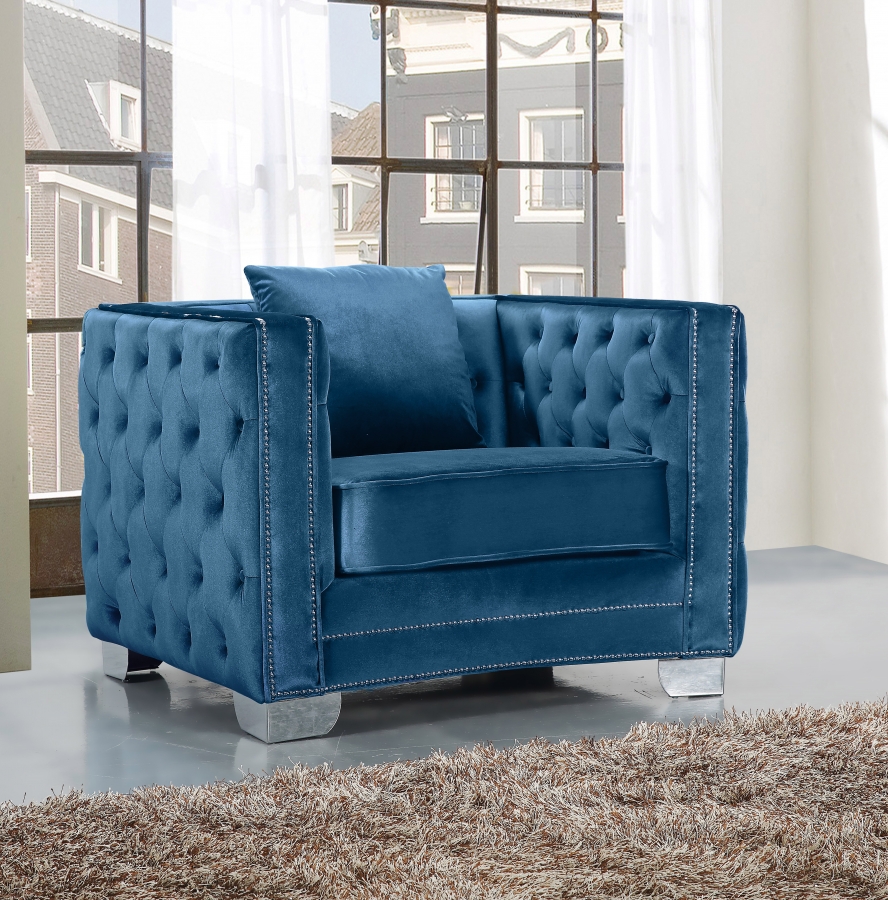 Reese Light Blue Velvet Chair by Meridian Furniture