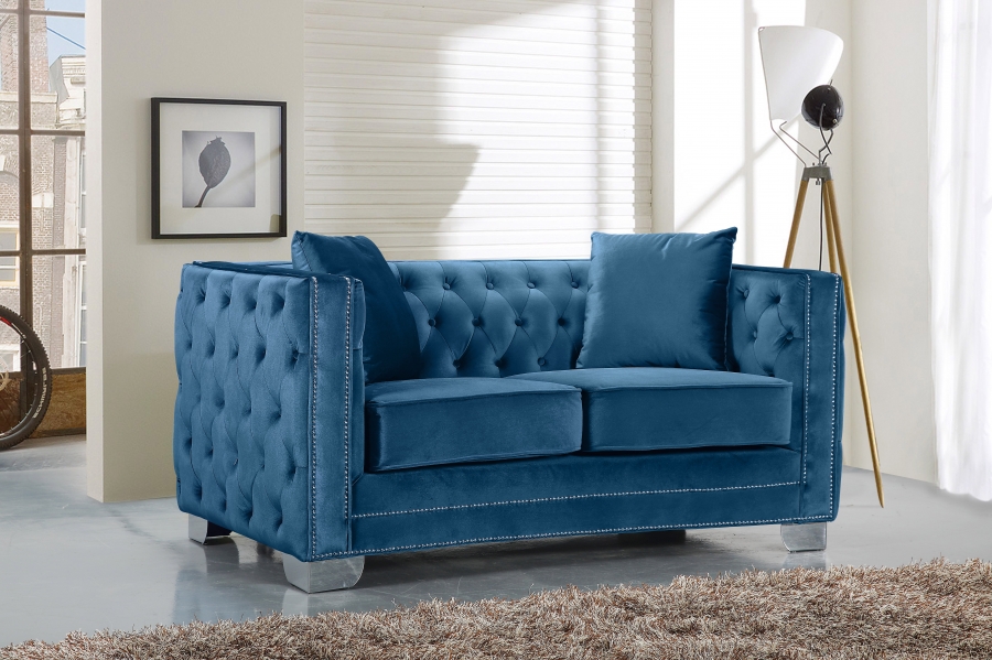 Light blue on sale velvet loveseat