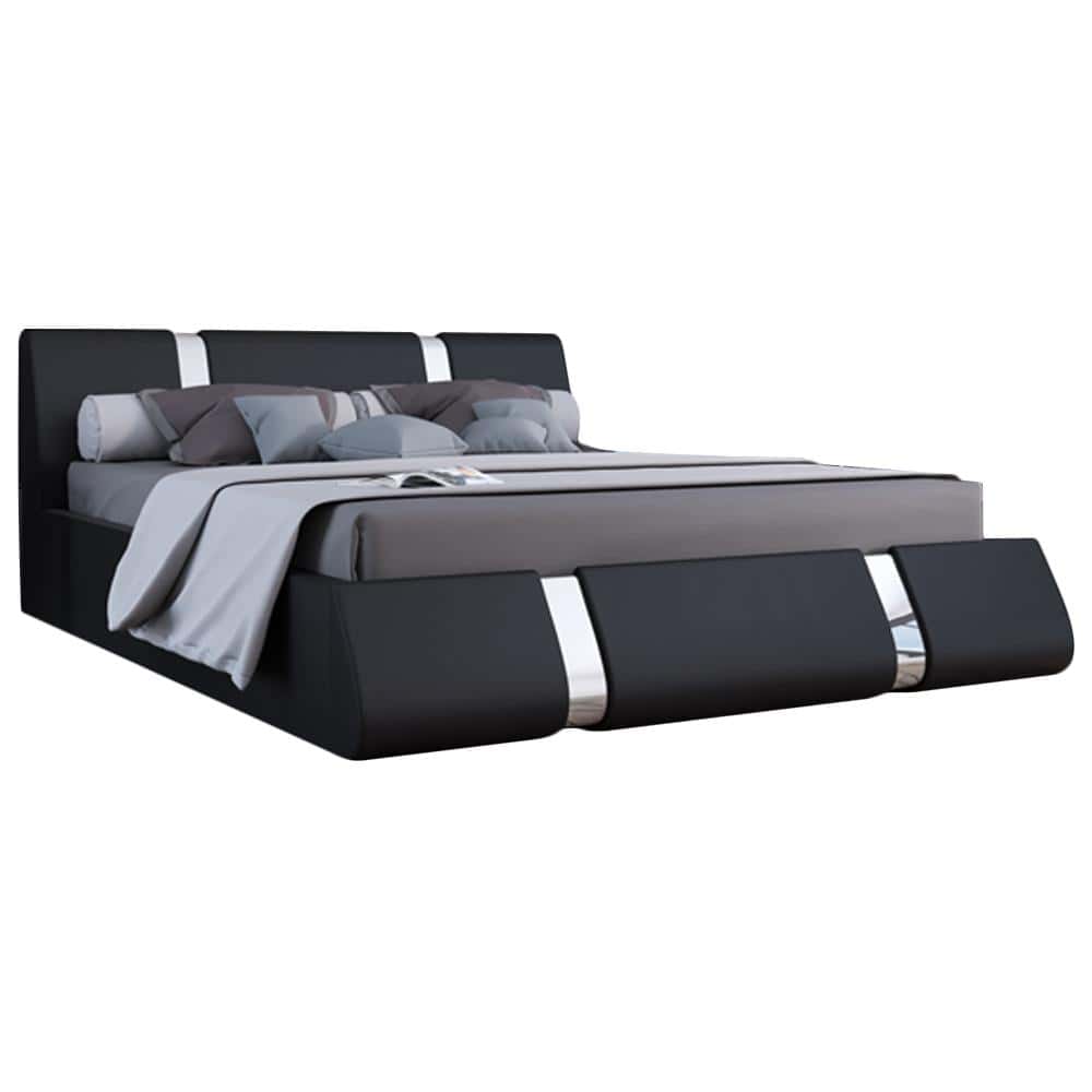Rio Modern Black Upholstered Low Profile Platform Bed w/Storage by Meble  Furniture