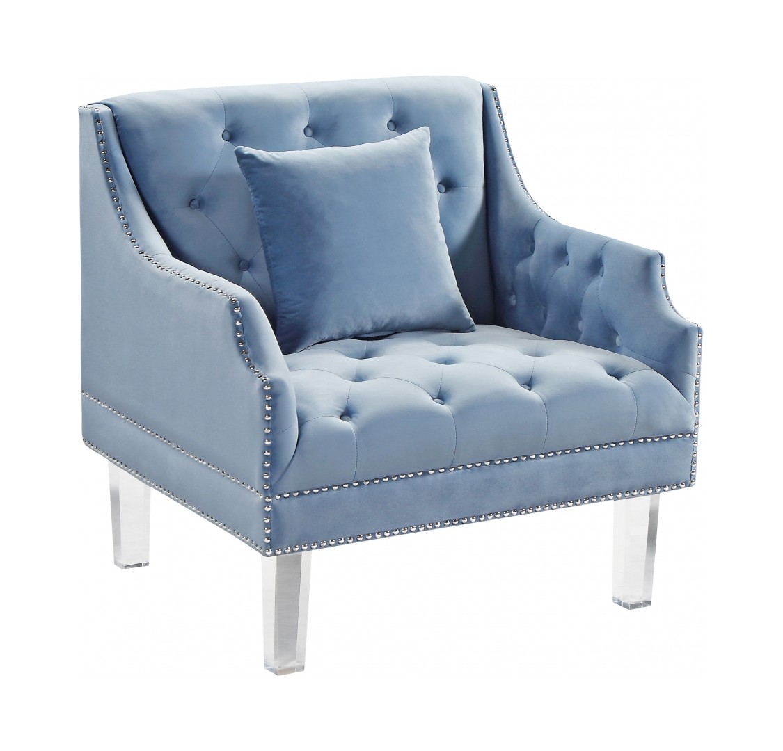 Baby blue velvet online chair
