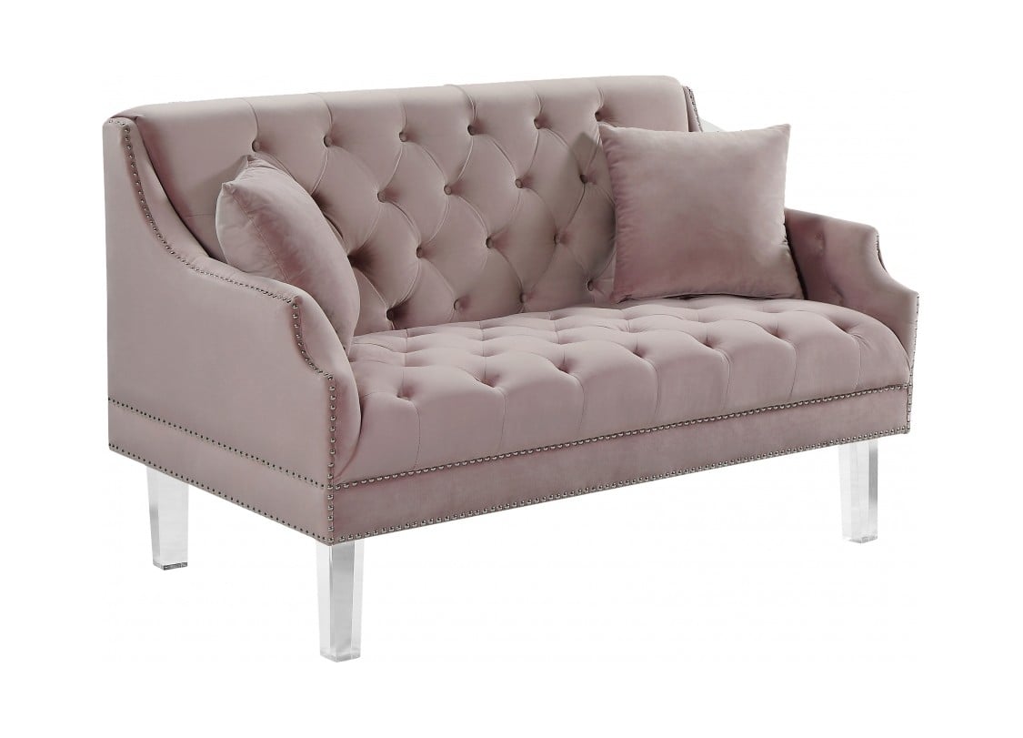 Roxy Pink Velvet Loveseat by Meridian Furniture