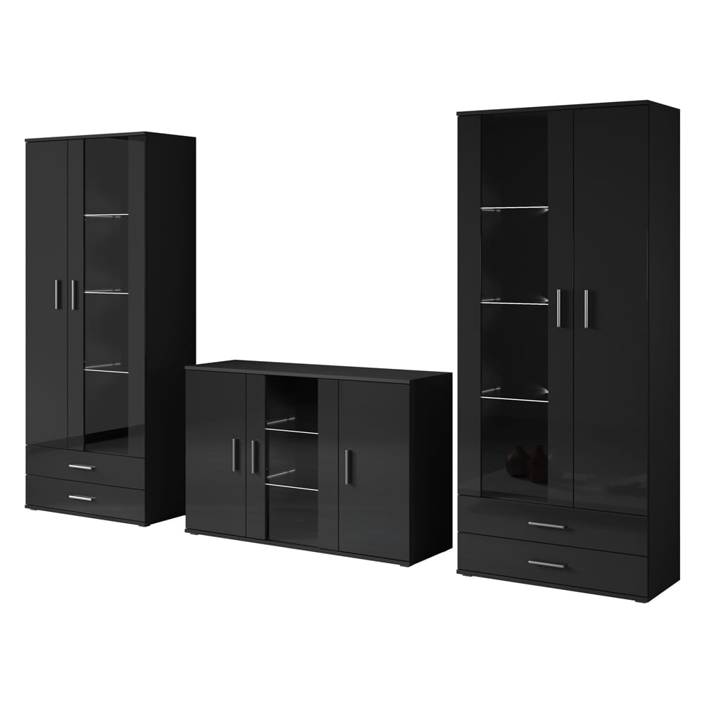 Soho 10 Modern Black Wall Unit Entertainment Center at Futonland