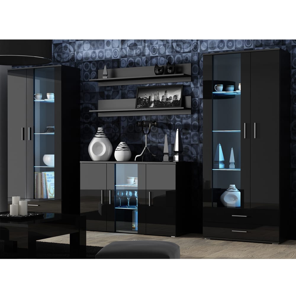 Soho 10 Modern Black Wall Unit Entertainment Center by Meble Furniture