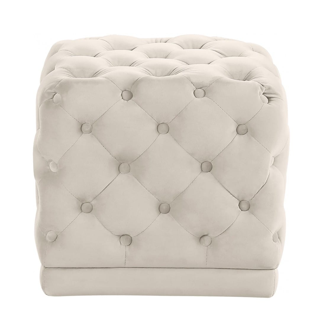 Stella Cream Velvet Ottoman Stool By Meridian Furniture