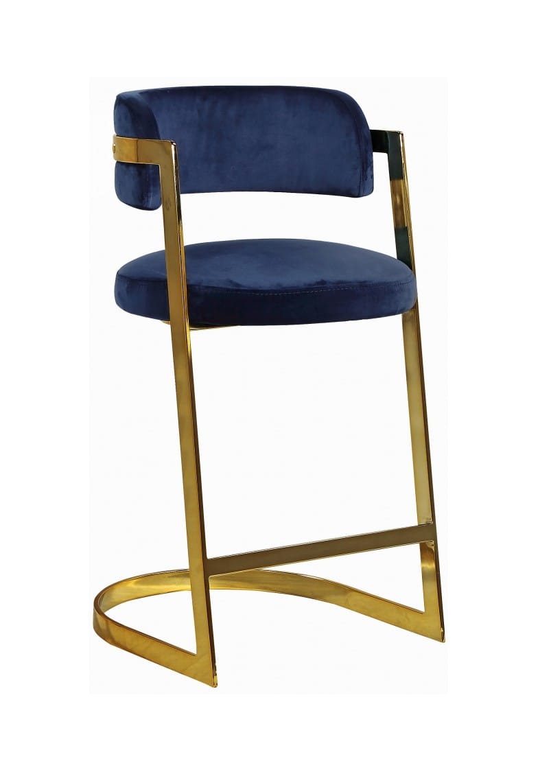 Stephanie Navy Blue Velvet Counter Stool (Set of 2) by ...