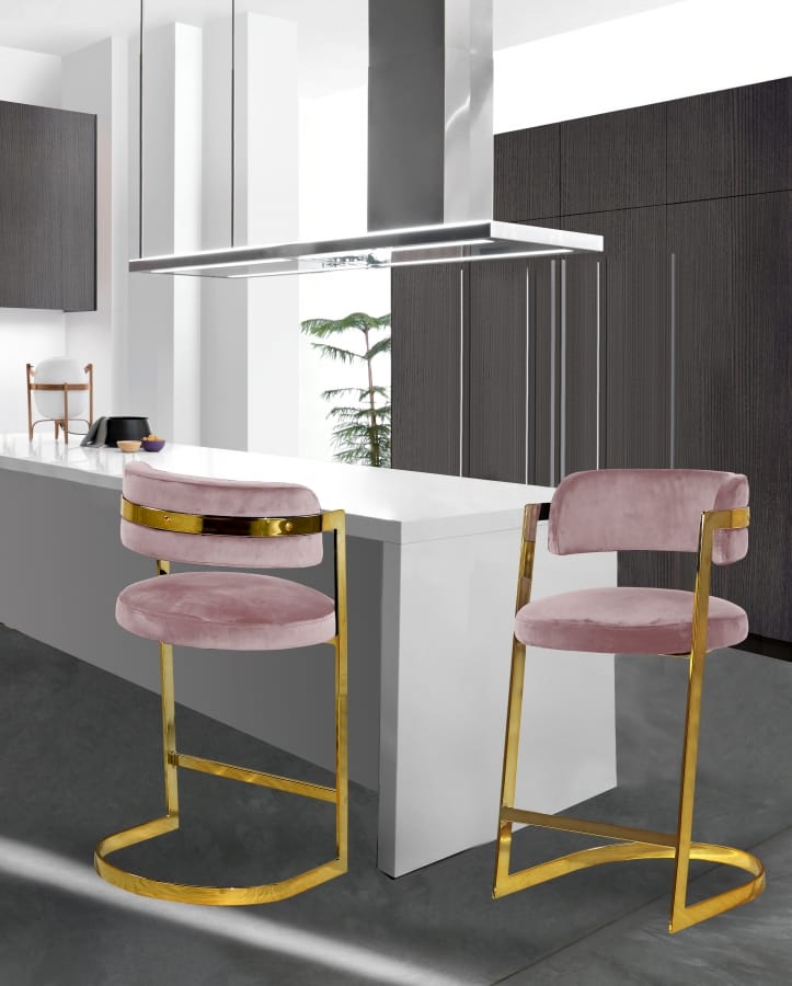 Meridian Furniture Stephanie Velvet Counter Stool-Set of 2 Meridian Furniture Stephanie Velvet Counter Stool-Set of 2