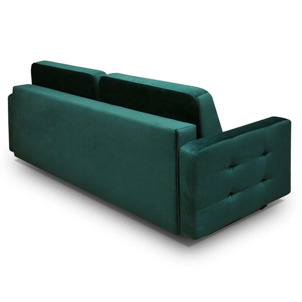 Vegas Dark Green Mid Century Modern Tufted Futon Sofa Bed at Futonland