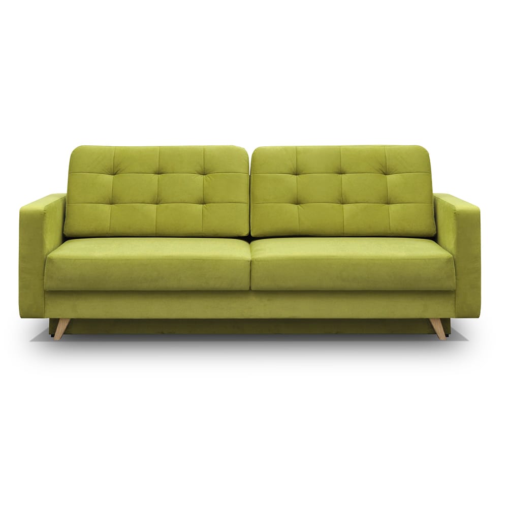 Vegas Green Mid-Century Modern Tufted Futon Sofa Bed by Meble Furniture