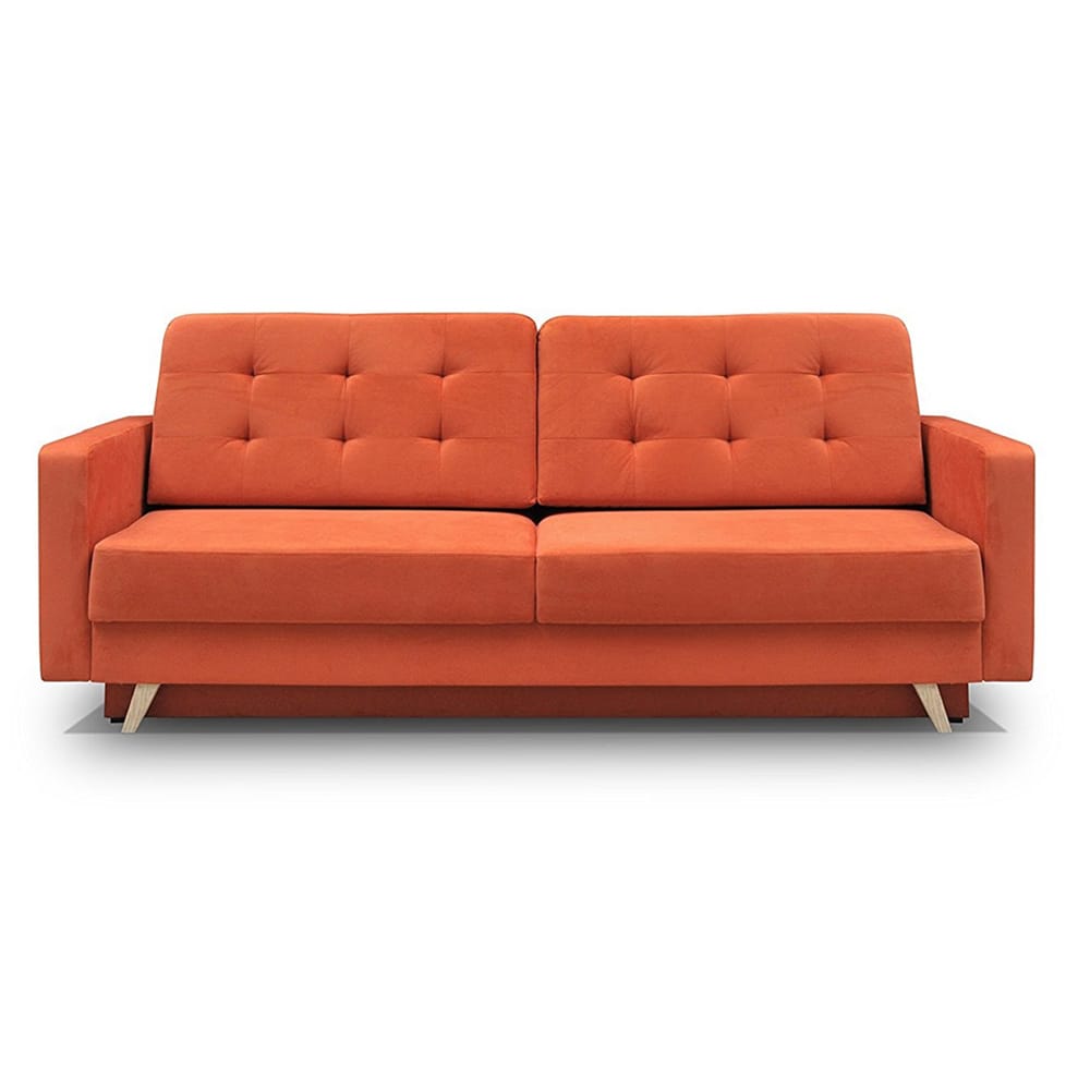 Vegas Orange Mid-Century Modern Tufted Futon Sofa Bed by Meble Furniture