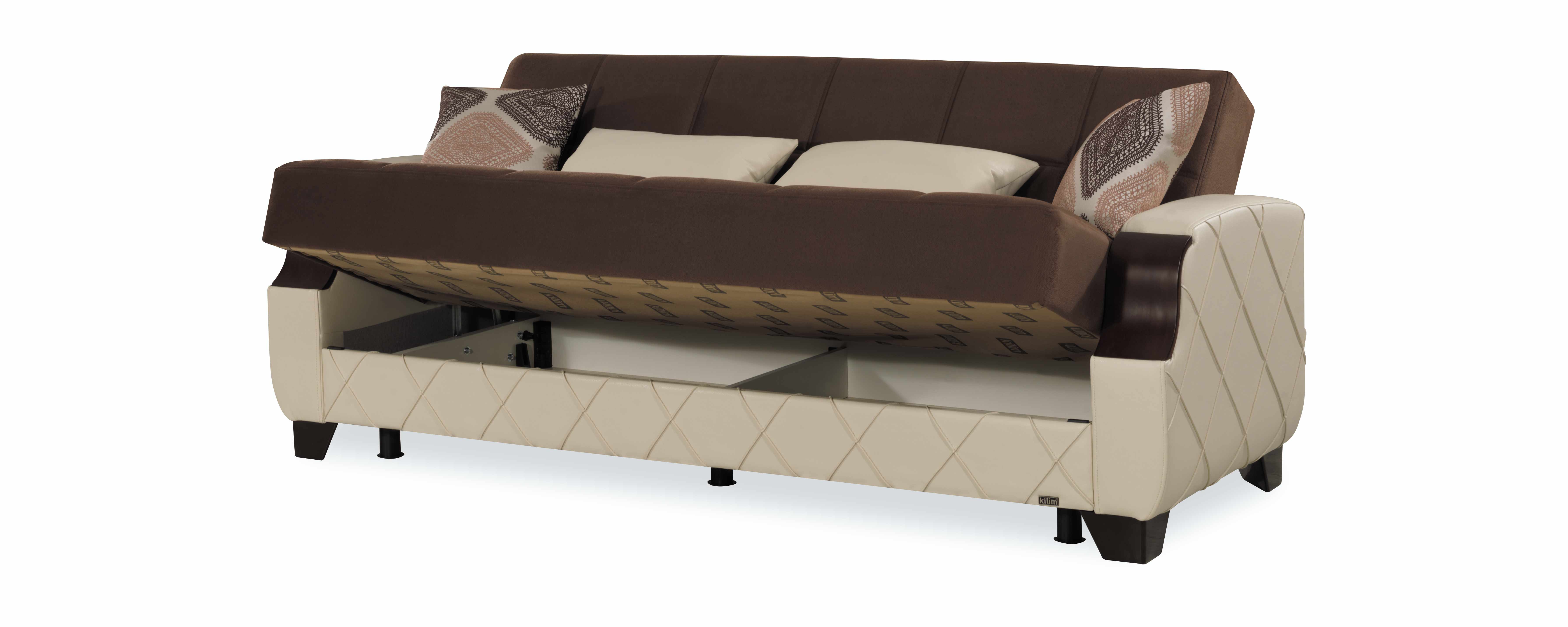 brown and cream sofa bed
