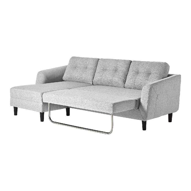 Belagio Sofa Bed With Chaise Light Grey Right at Futonland