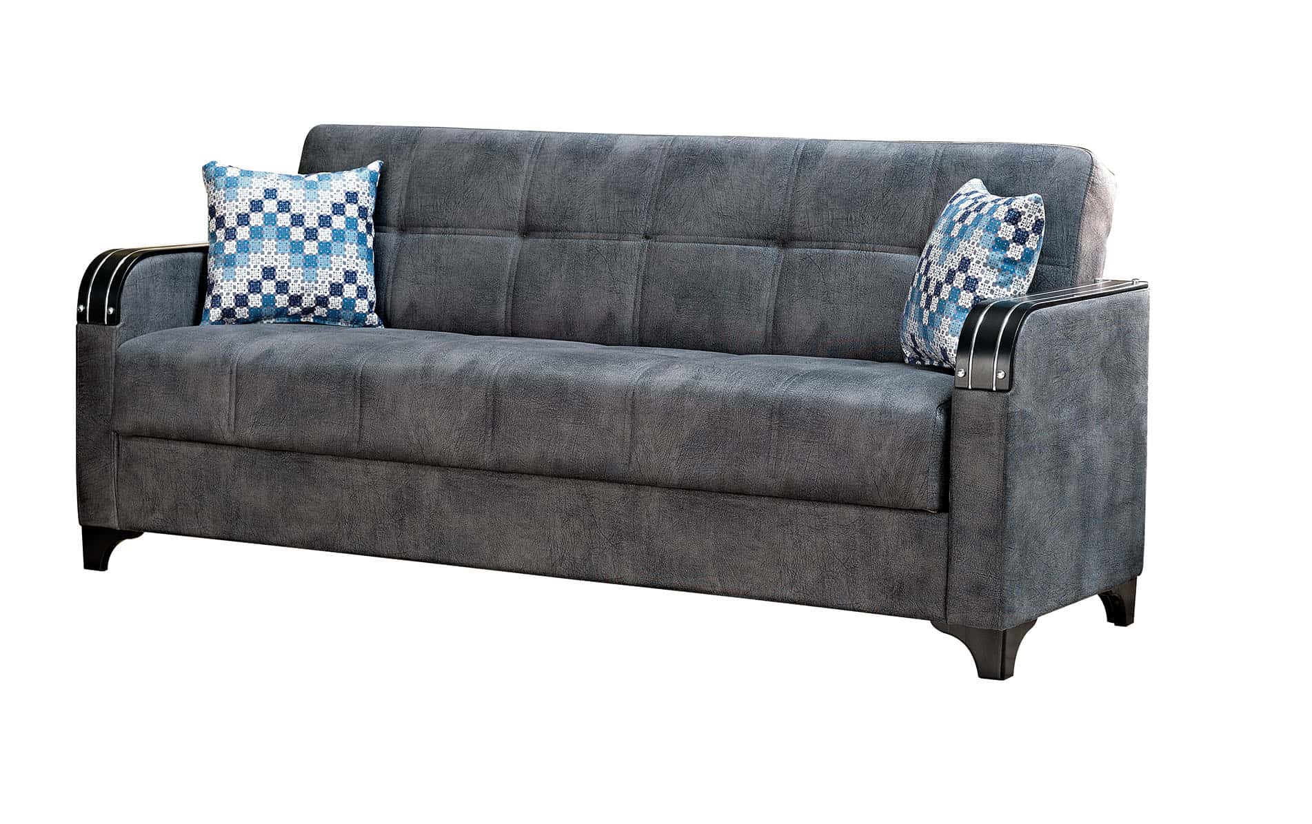 Nebraska Dark Gray Leather Sofa Bed by Empire Furniture USA