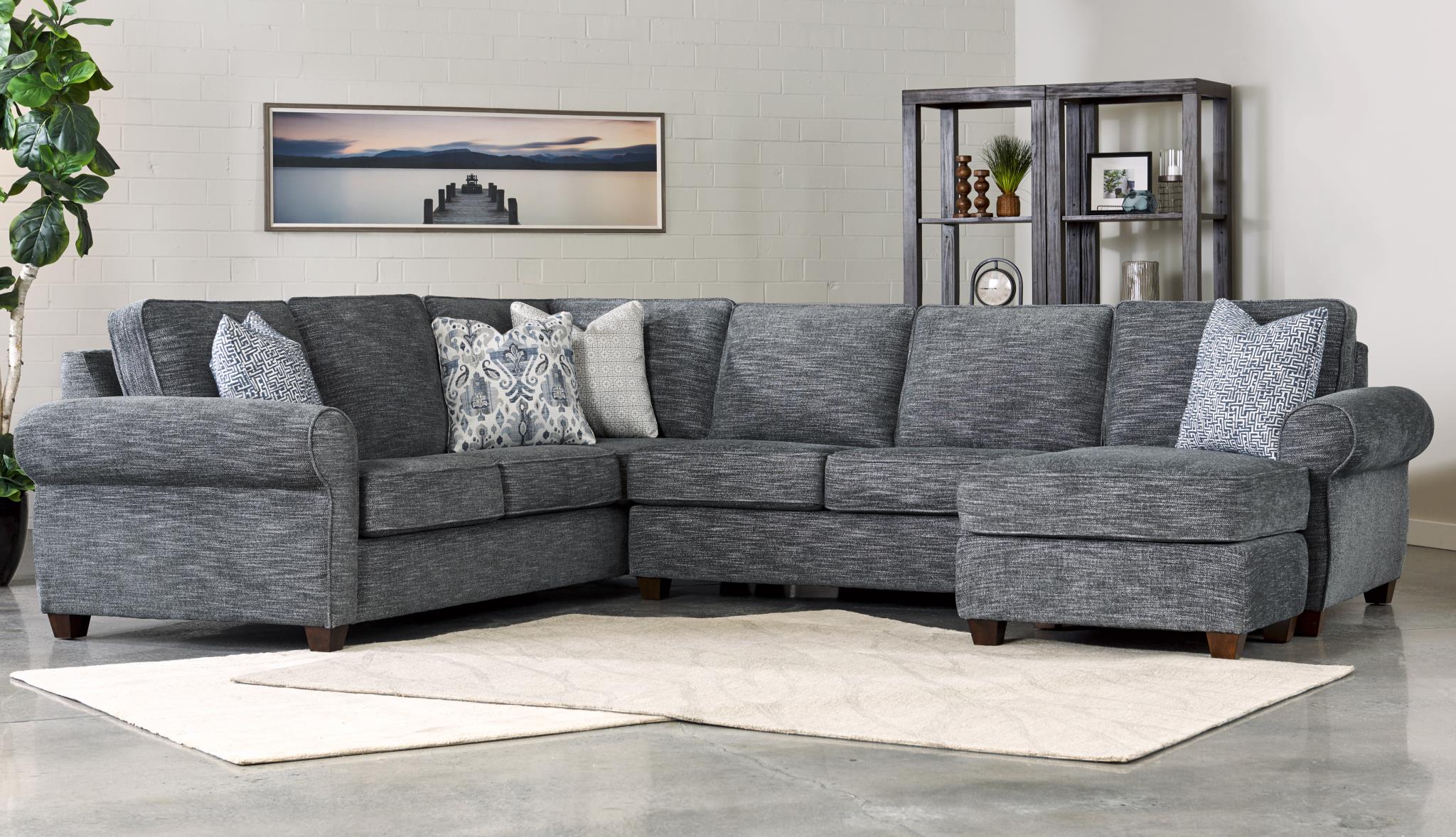 Merrick Sectional Sofa in Hand Woven Slate by Wood House Upholstery