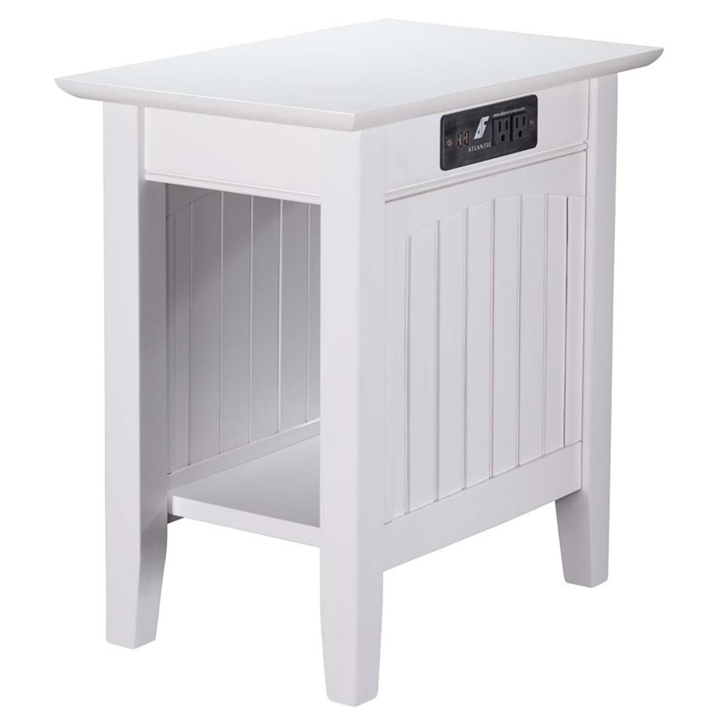 Nantucket Chair Side Table White w/Charger by Atlantic Furniture
