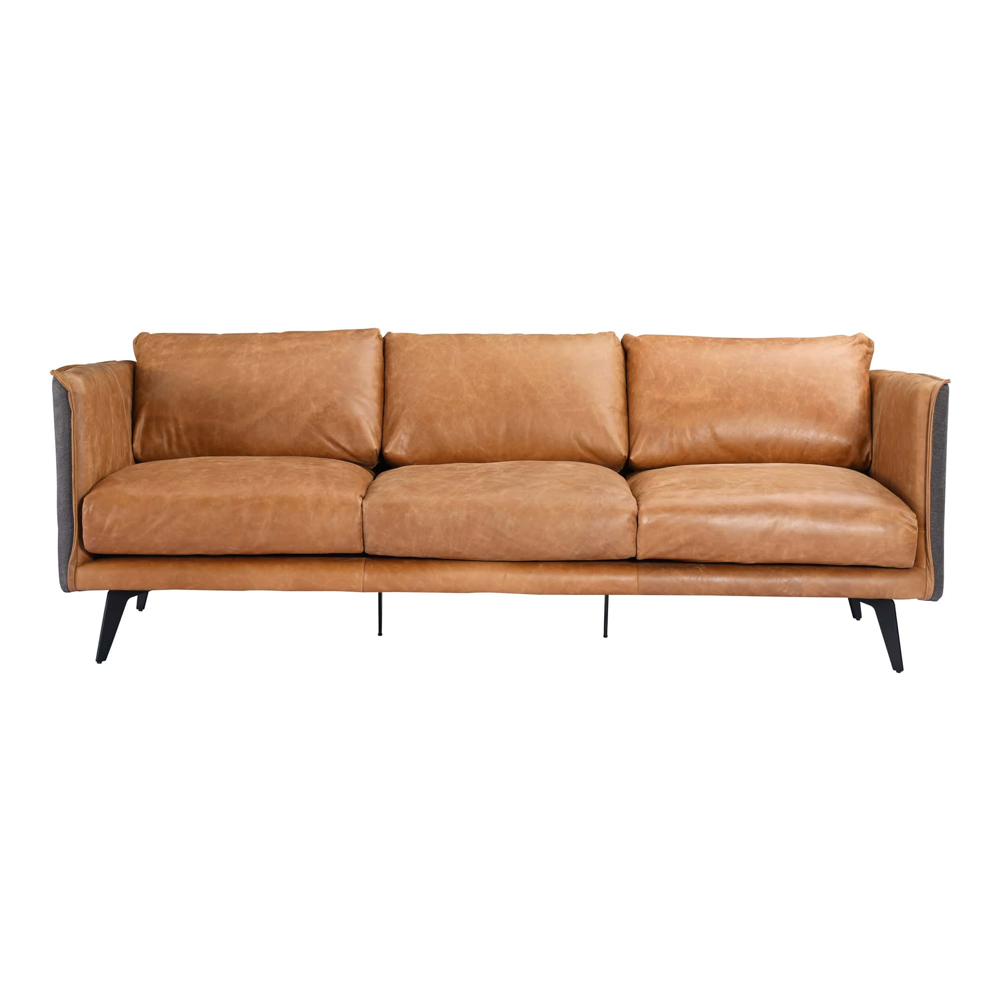 Messina Leather Sofa Cigare Tan Leather by Moe's Home Collection