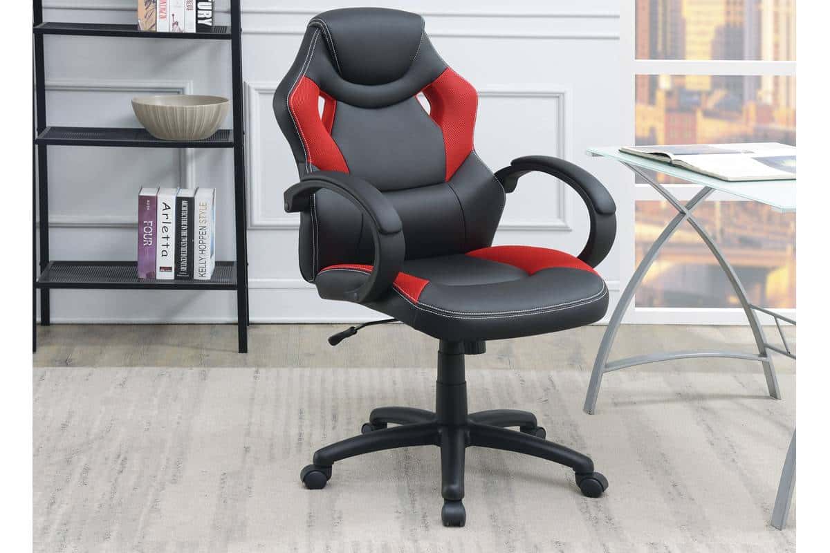 F1689 Black & Red PU Leather Office Chair at Futonland F1689 Black & Red PU Leather Office Chair at Futonland