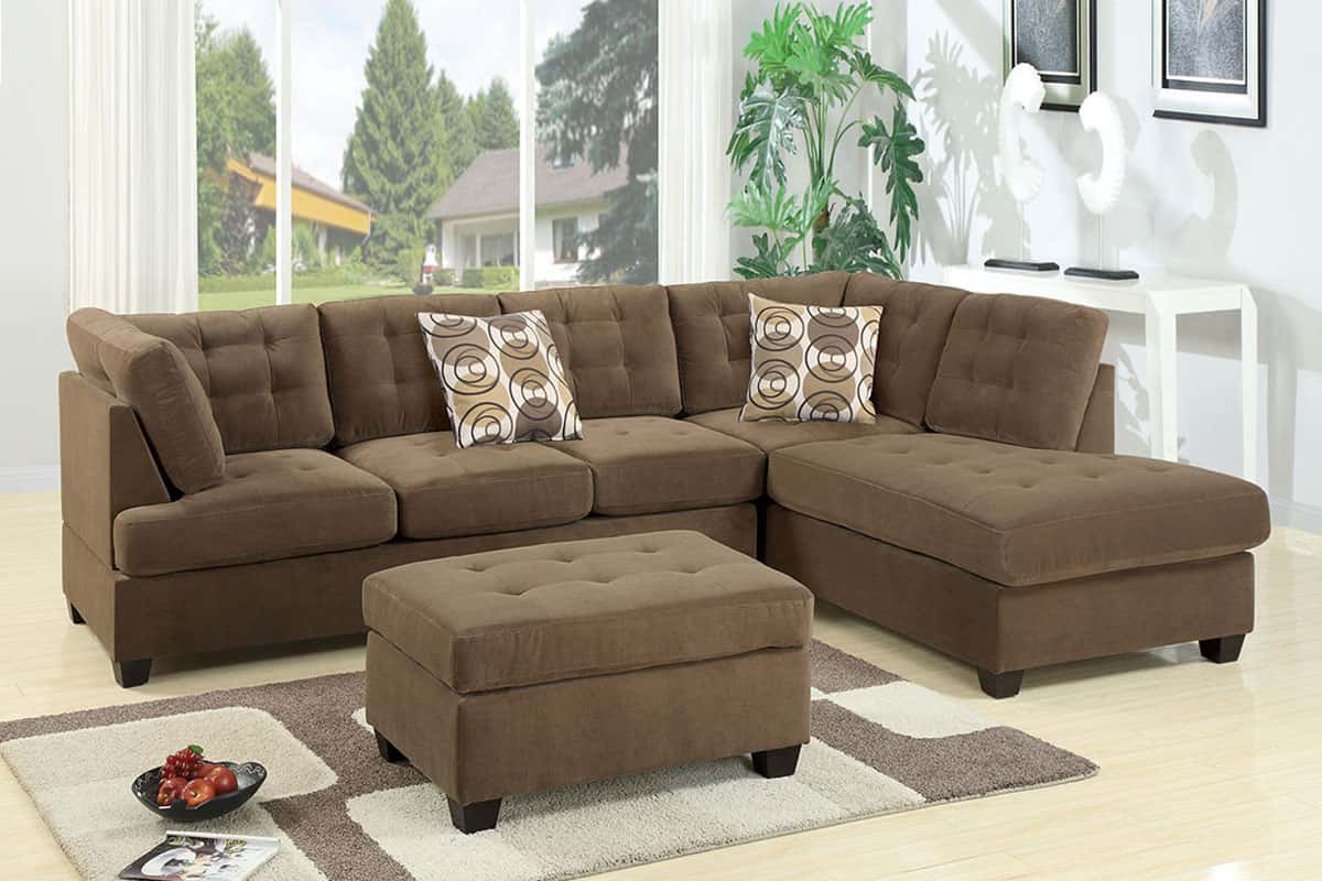 F7140 Truffle Waffle Suede 2-Pcs Sectional Sofa by Poundex