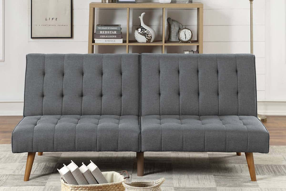 F8501 Blue Grey Polyfiber Adjustable Sofa by Poundex