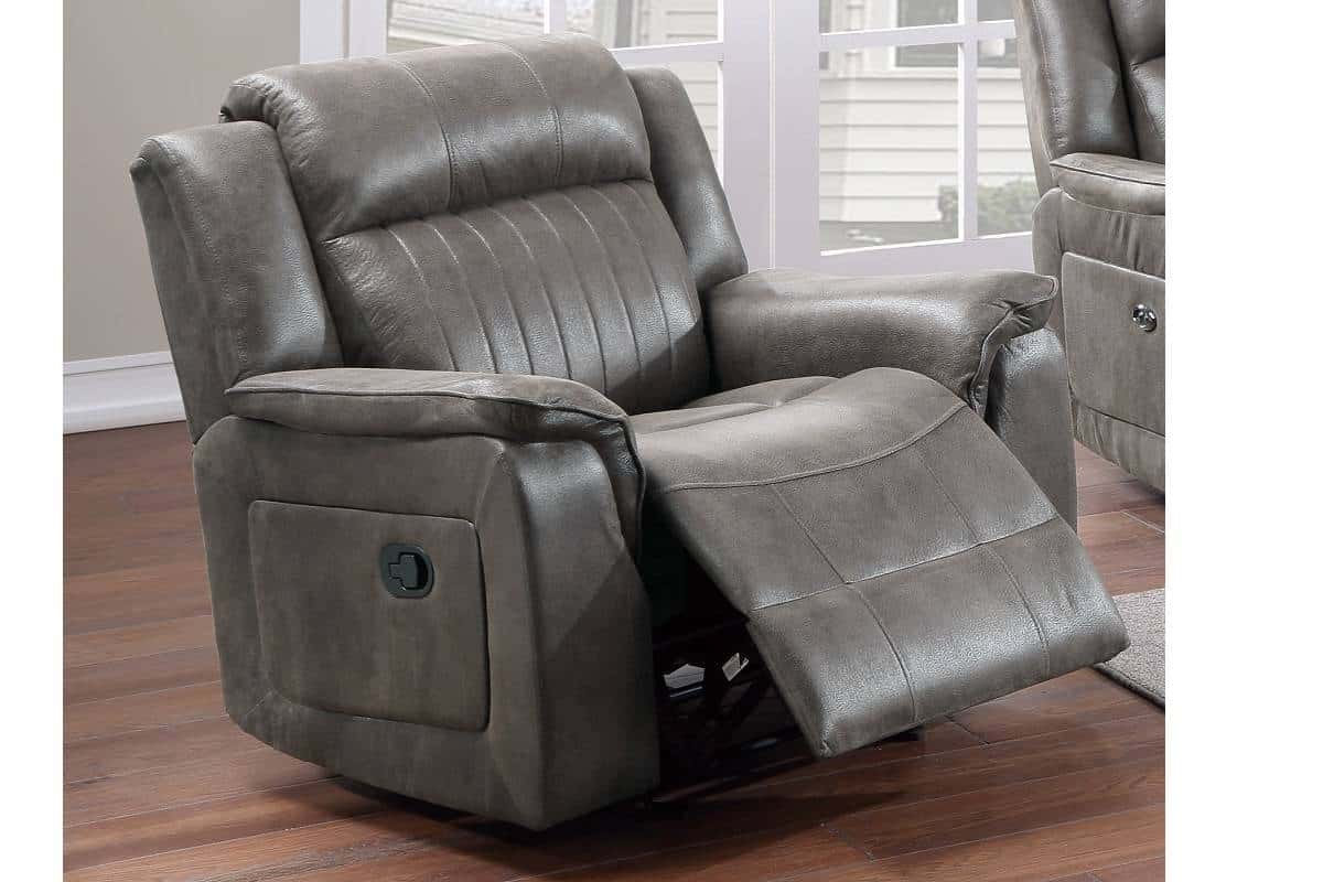 F8744 Slate Blue Breathable Leatherette Recliner