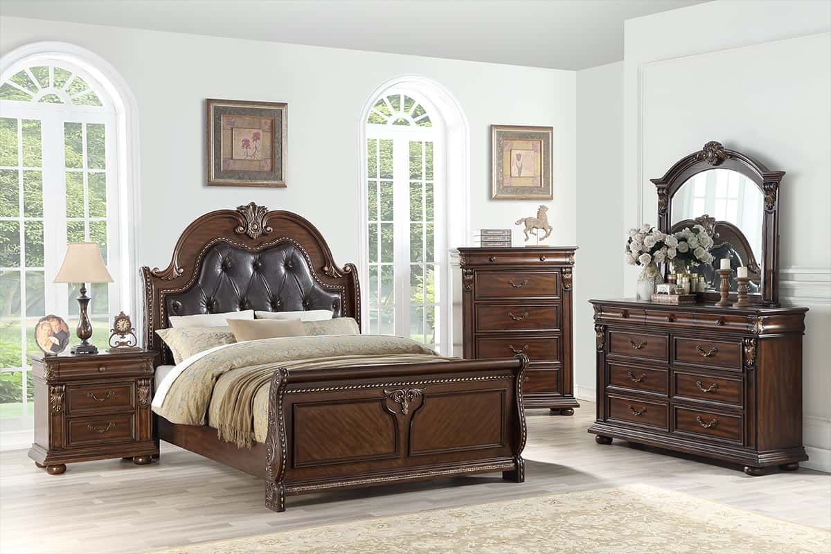 Walnut sleigh bed deals