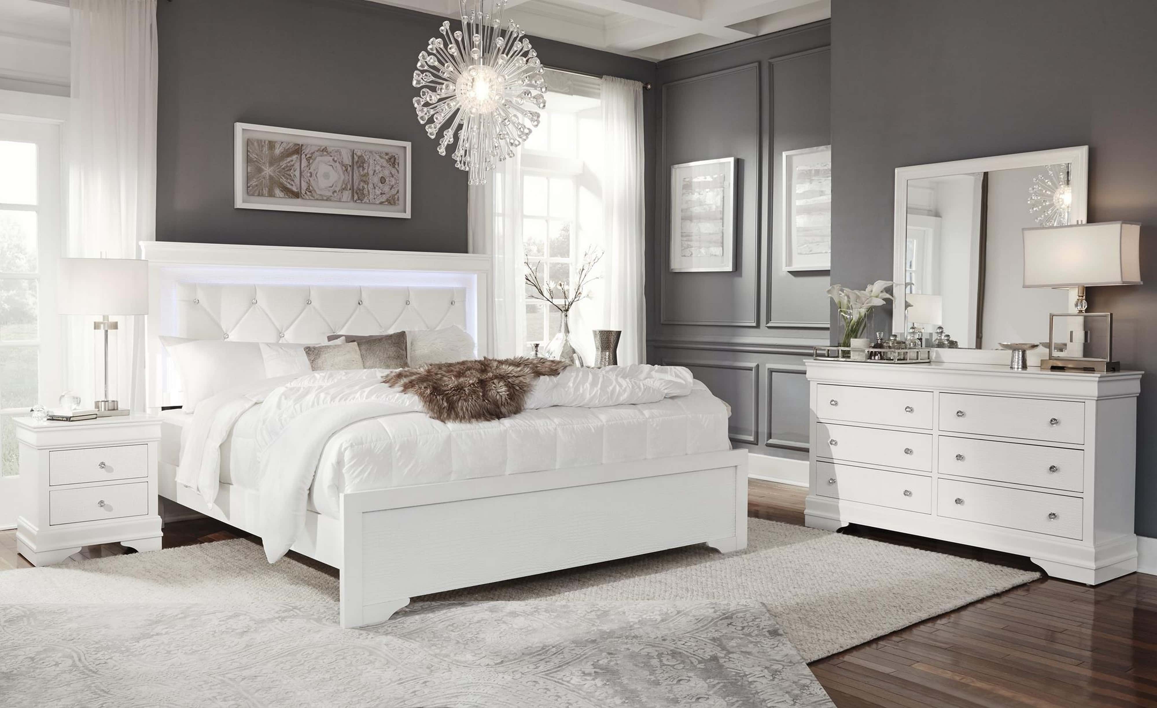 Pompei Metallic White Bedroom Set by Global Furniture