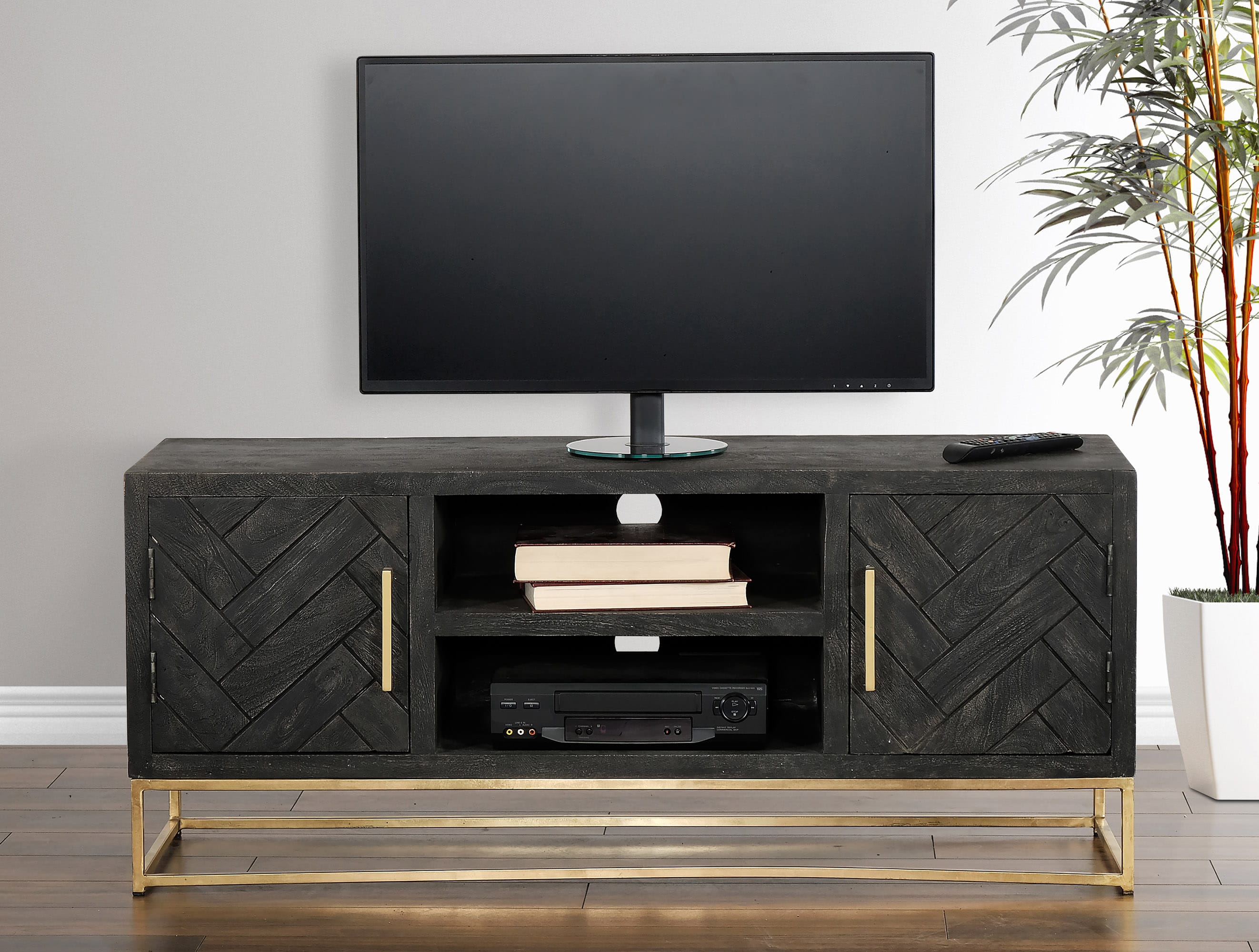 Coastline 8032 Black Wood TV Console at Futonland