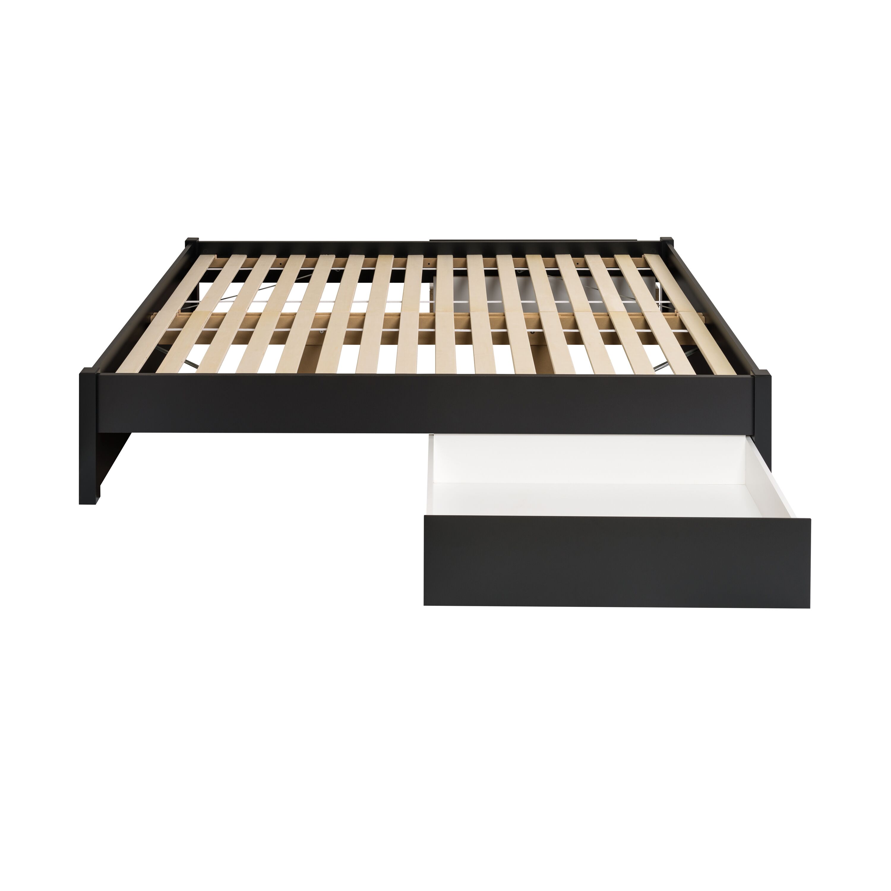 Queen Select 4-Post Black Platform Bed w/2 Drawers by Prepac
