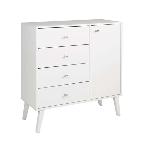 Milo 4-Drawer Chest w/Door - White at Futonland