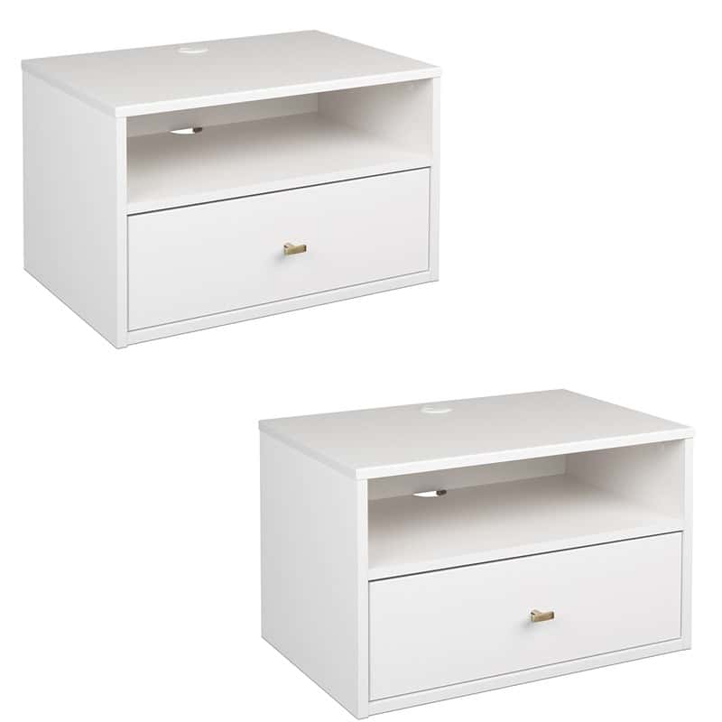 Hanging White Nightstands - Set of 2 by Prepac