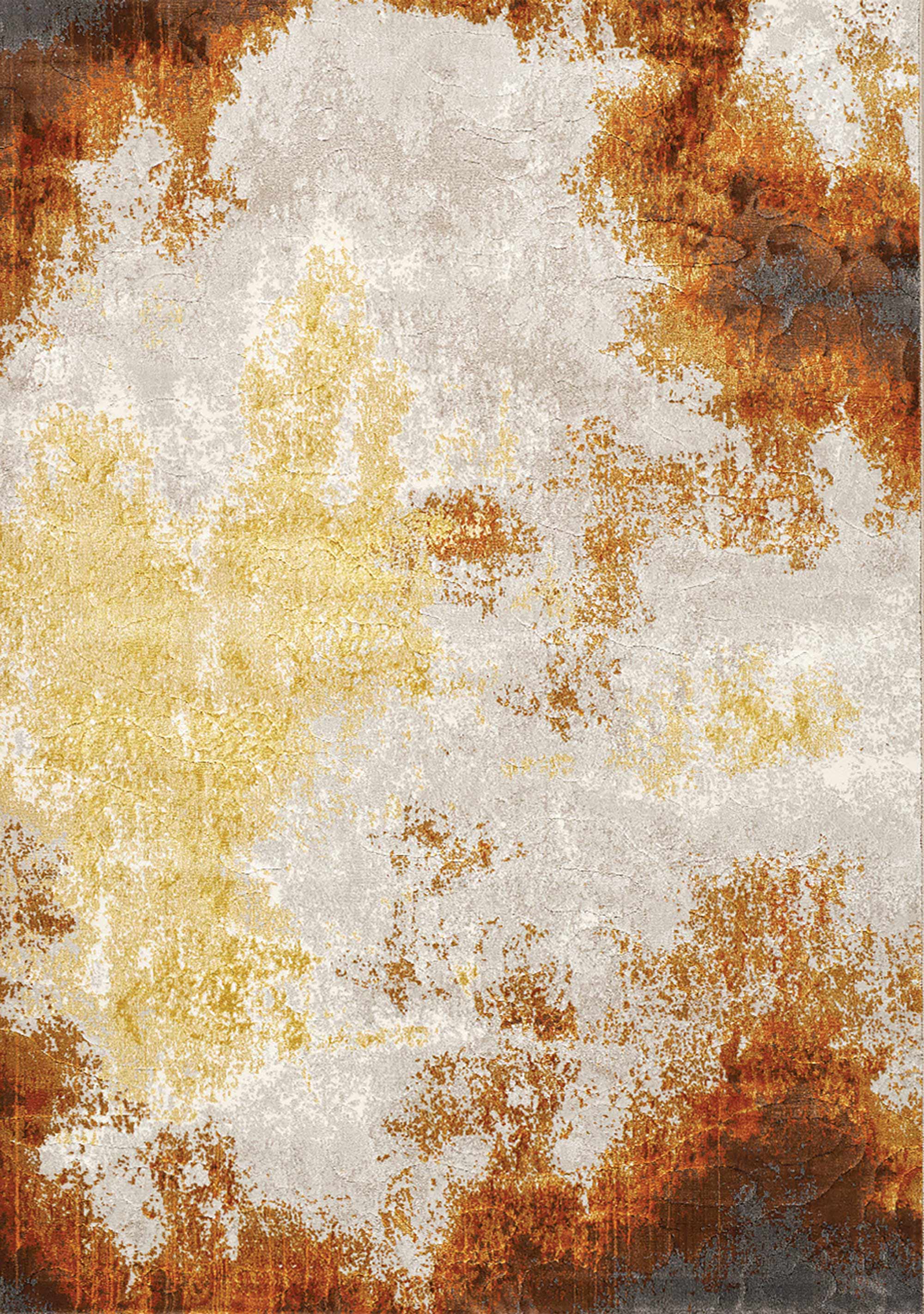 Parlour Rug Parlour Cream Orange Distressed Abstract Rug by Kalora