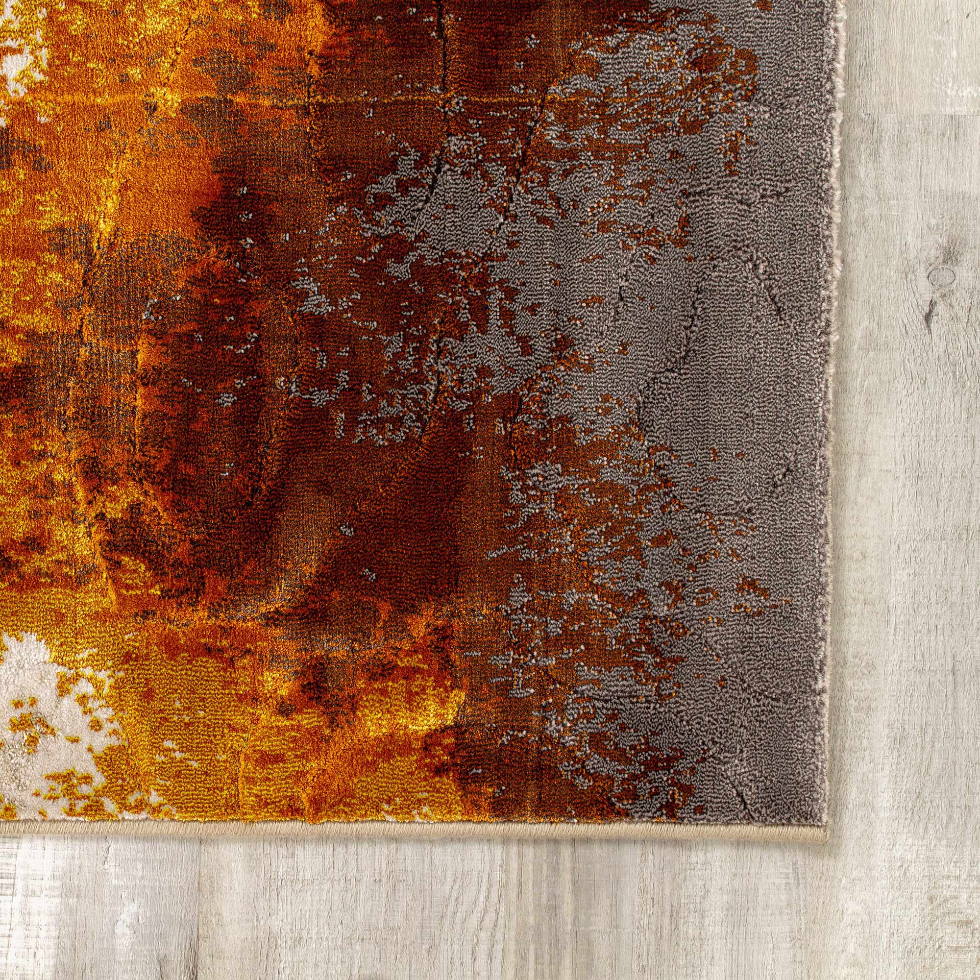 Parlour Rug Parlour Cream Orange Distressed Abstract Rug by Kalora